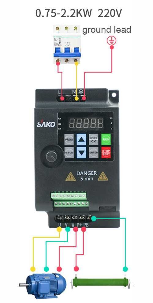 Преобразователь частоты 2.2кВт Sako - 1Ф 220В/3Ф 220В (частотник, VFD)