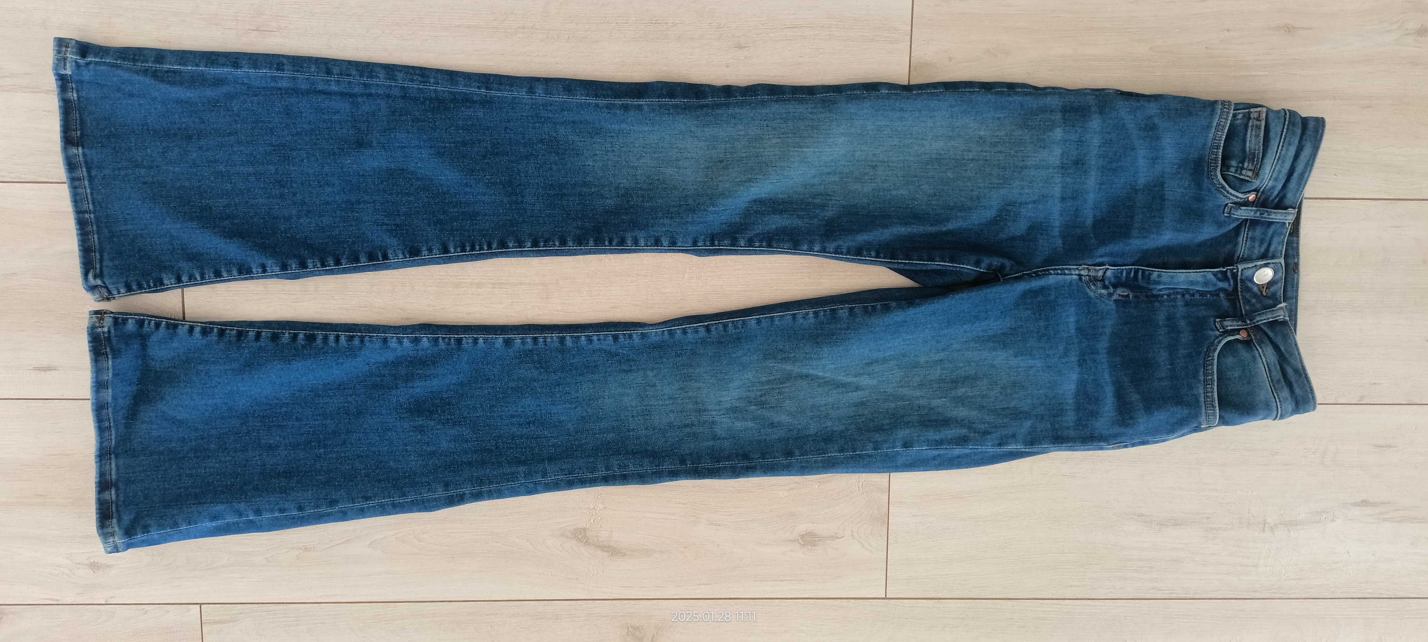 Spodnie jeansy szerokie markowe Never Denim bawełna XS 1złwys