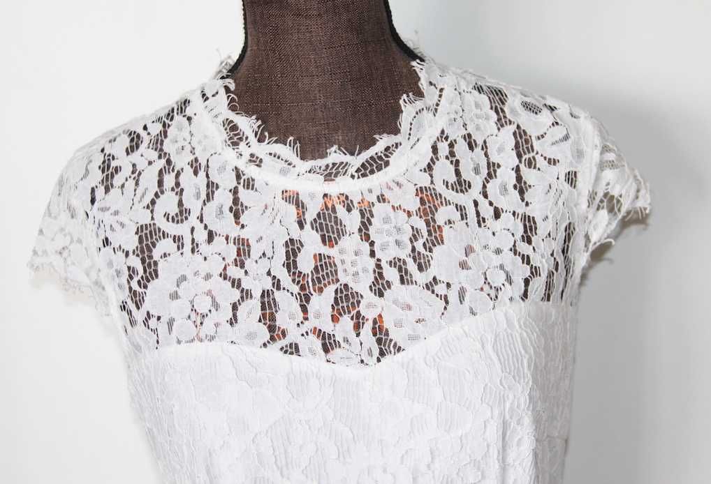 krótka sukienka suknia ślubna xs 36 s 34 biała  koronkowa wyszywana