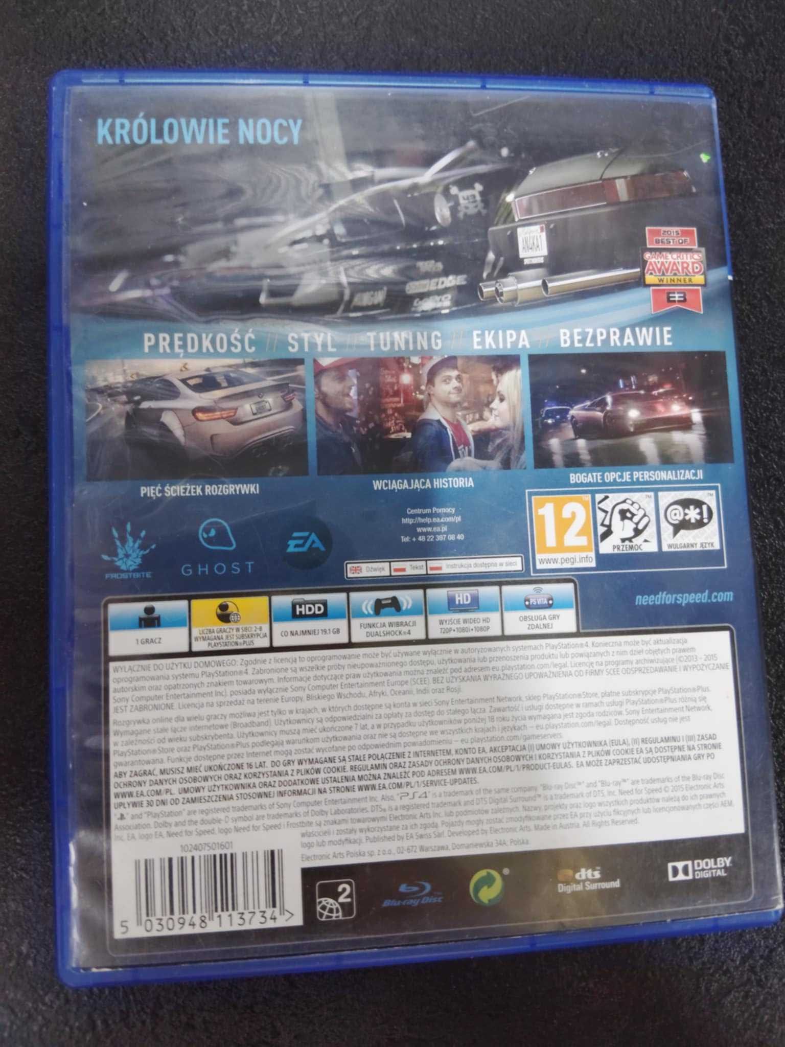 Need for Speed PS4 2016 nfs Polskie napisy są w grze ps4 i ps5