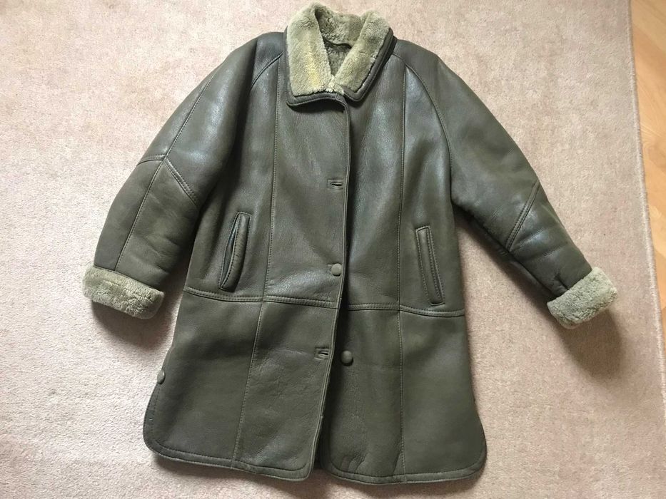 Kożuch damski naturalny zielony