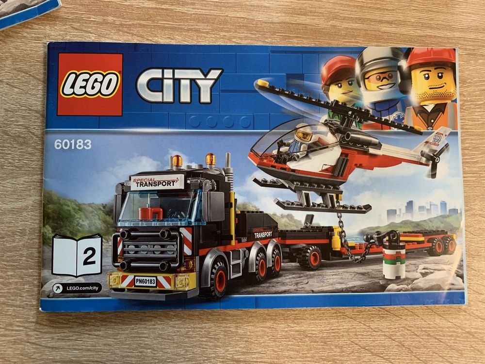 Lego city,kompletne, 60183, transporter, laweta, helikopter,ciężarówka