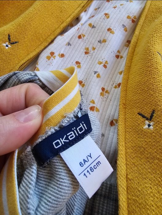 Zestaw na jesień sweterek spódniczka bluzka rozm 116