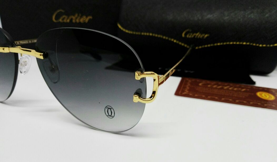 Cartier  очки унисекс капельки темно серый градиент безоправные