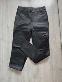 Czarne spodnie skinny regular waist z imitacji skóry woskowane rozmXXL
