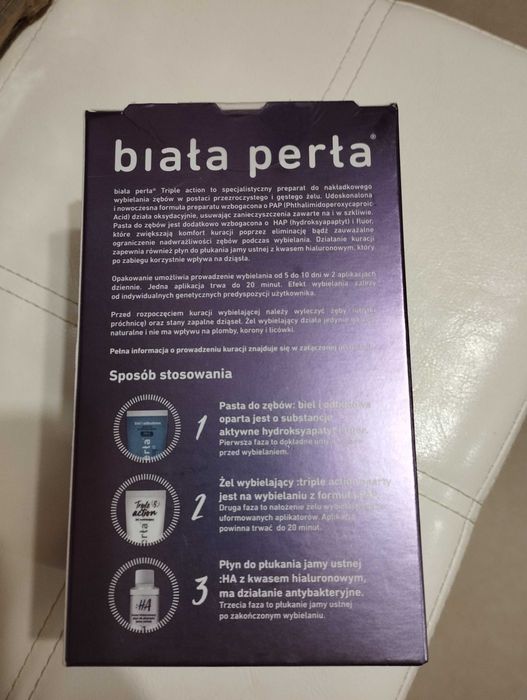 BIAŁA PERŁA TRIPLE ACTION system wybielający zęby żel + płyn + pasta