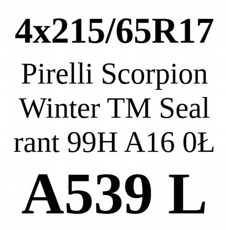 4x 215/65r17 Pirelli Scorpion Winter Tm Seal 99h