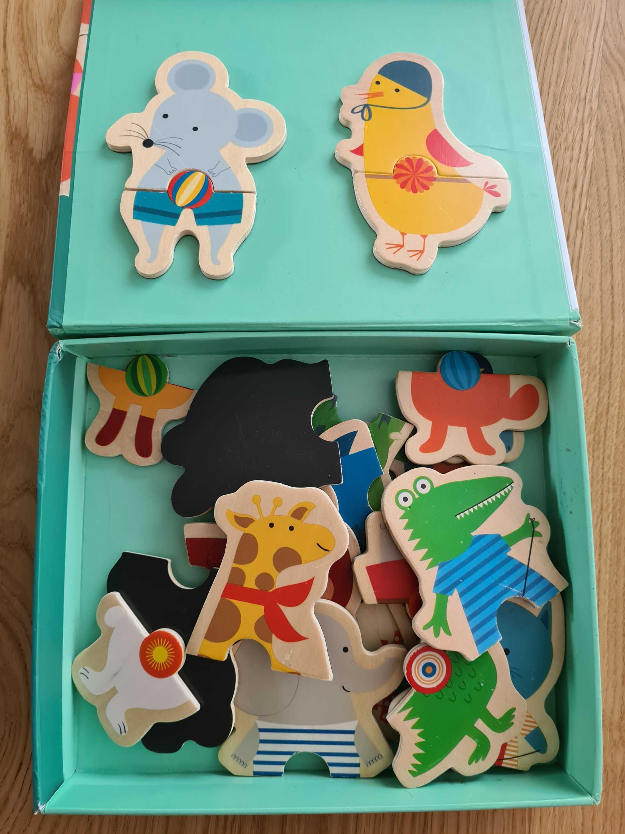 Magnetyczne puzzle drewniane zwierzątka