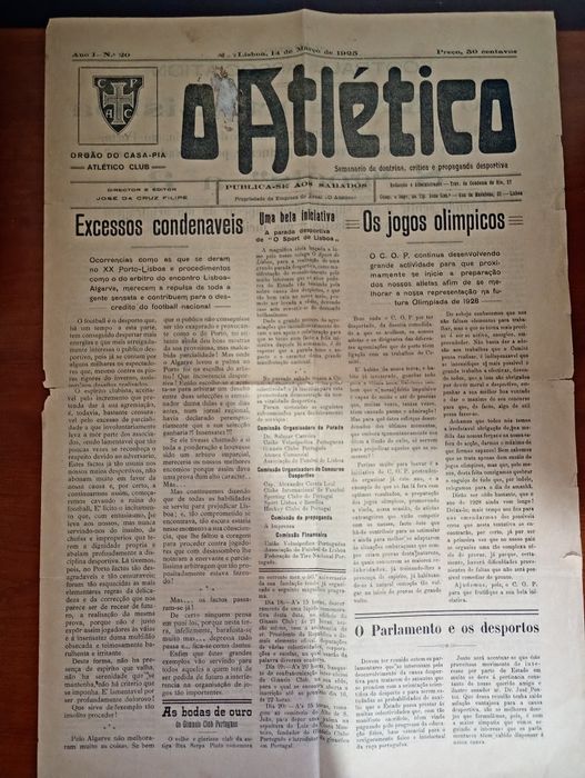 Jornal com 1 século 1925  Porto v Lisboa