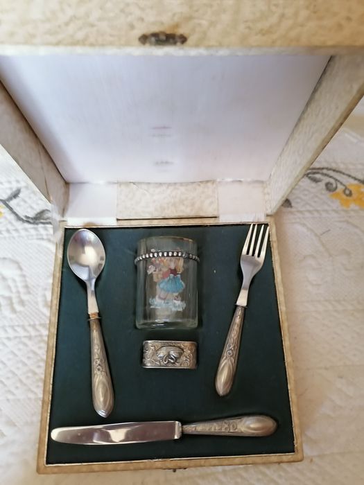 Conjunto talheres de criança em prata