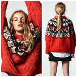ZARA M-XL świąteczny owersizowy sweter skandynawski wzór ornament