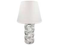 Lampka nocna srebrna z białym kloszem lampa stołowa nowoczesna