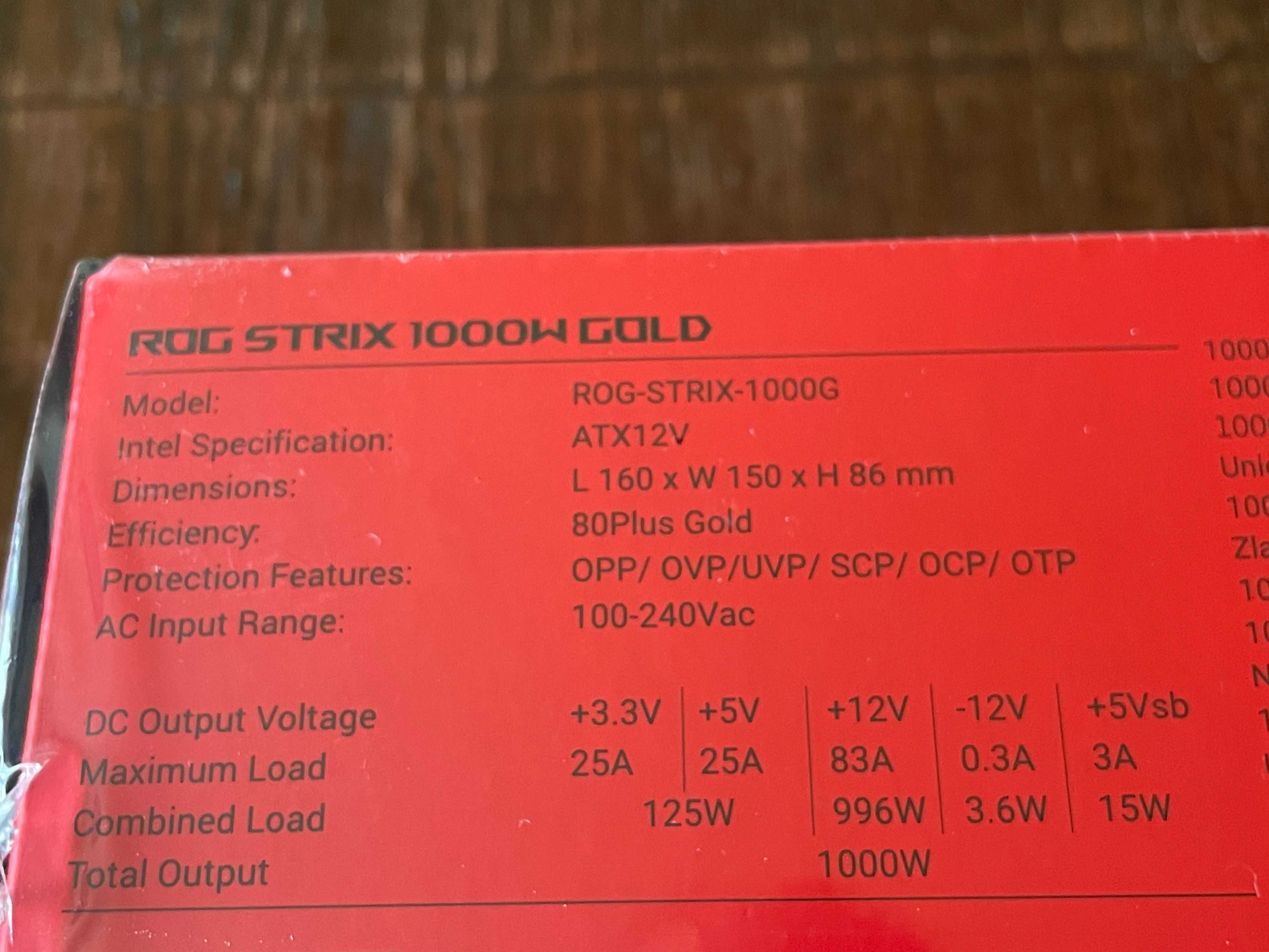 Блок питания Asus ROG STRIX 1000G 1000W 80 PLUS Gold Модульный