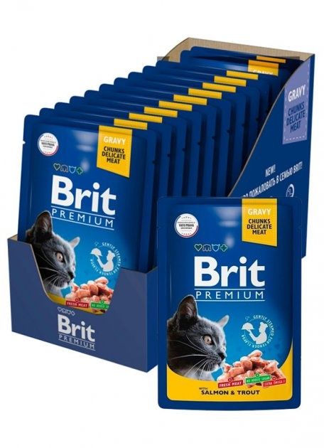 Упаковка влажного корма Brit Premium 24штх100г лосось/форель