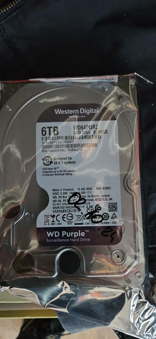 Dysk twardy do monitoringu WD64PURZ 6TB. Nowy.