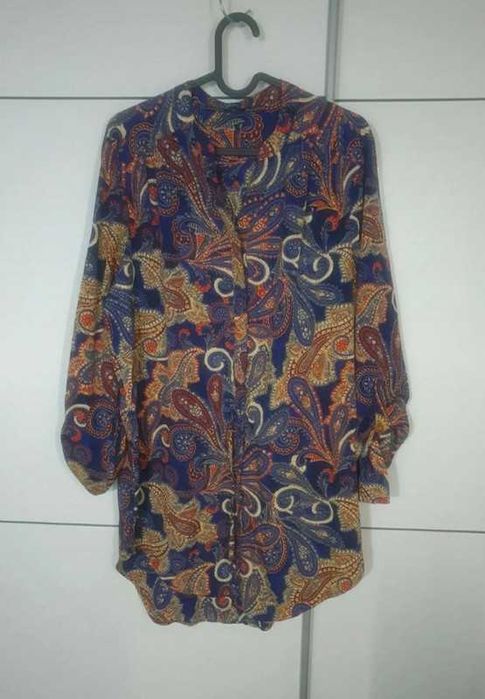 Koszula sukienka tunika z wiązaniem w pasie