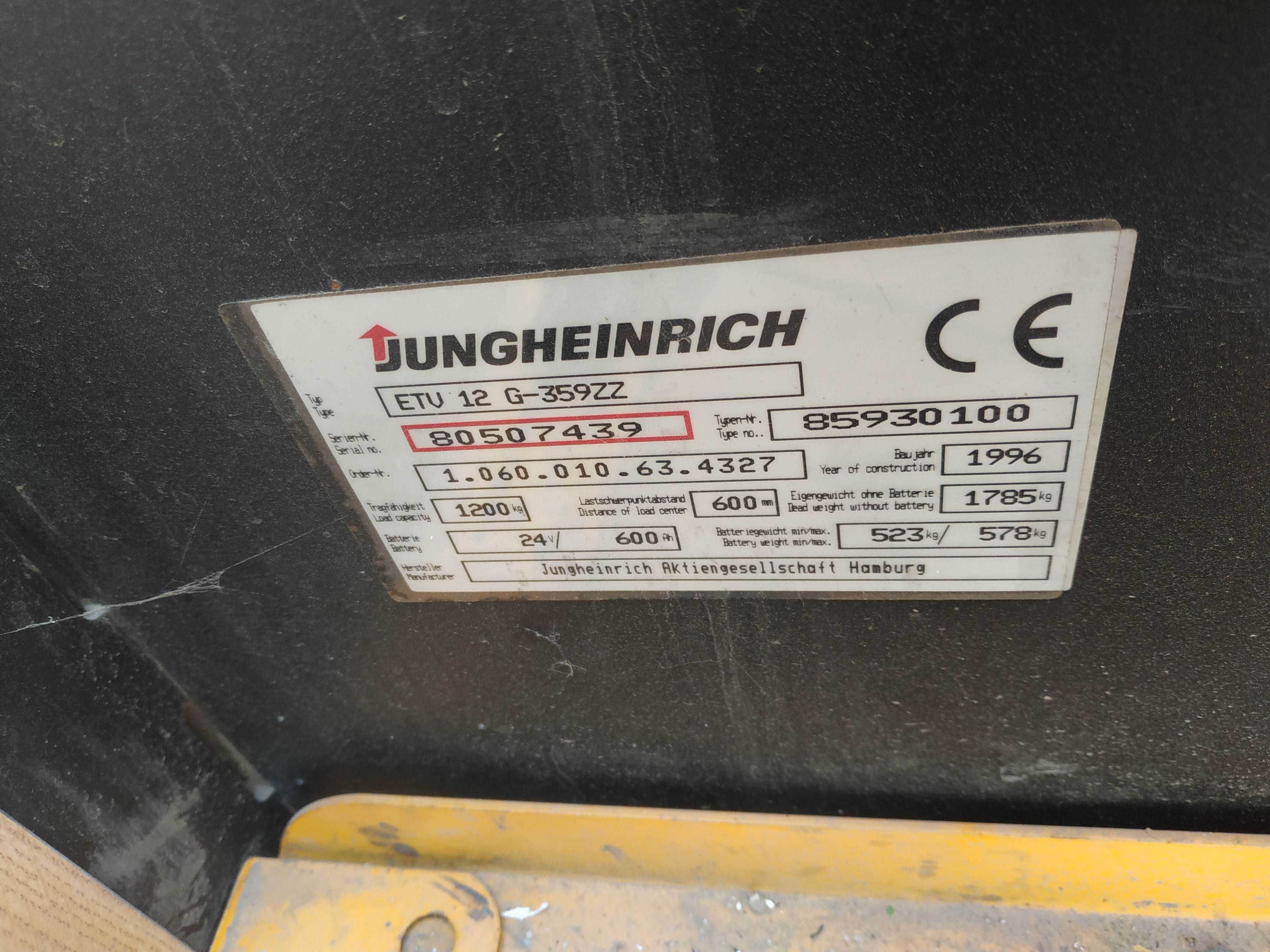Jungheinrich Etv 12 Wózek widłowy boczny elektryczny, paletowy 1200kg