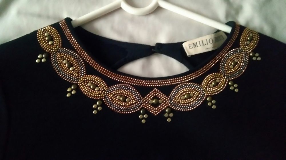 Emilio Pucci Sukienka czarna mini koktajlowa z aplikacjami r. S nowa