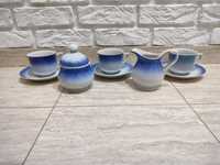 Serwis ceramika  w kolorystyce biało niebieskiej