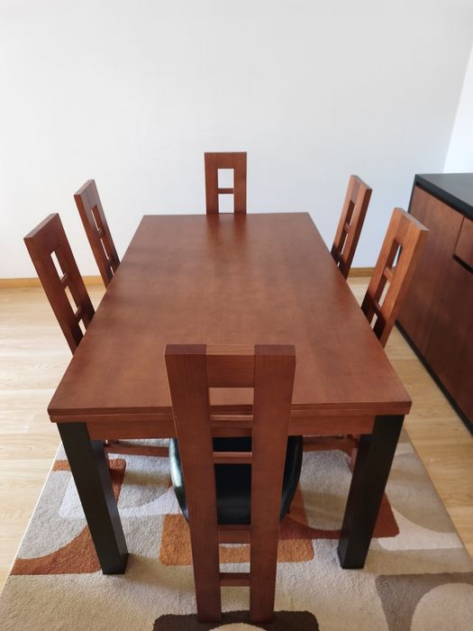 Mesa de jantar extensível até 12 pessoas com 6 cadeiras possibilidade