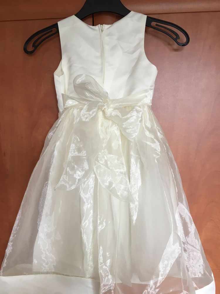 Sukienka wizytowa balowa ecru jak ślubna 116-122