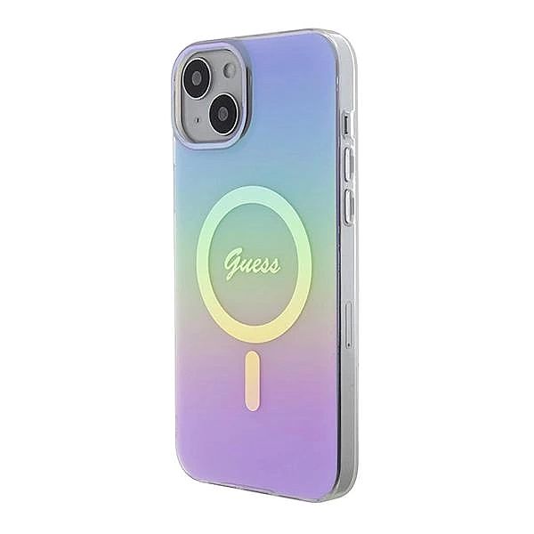 Etui Guess IML Iridescent MagSafe do iPhone 15 Plus - fioletowe