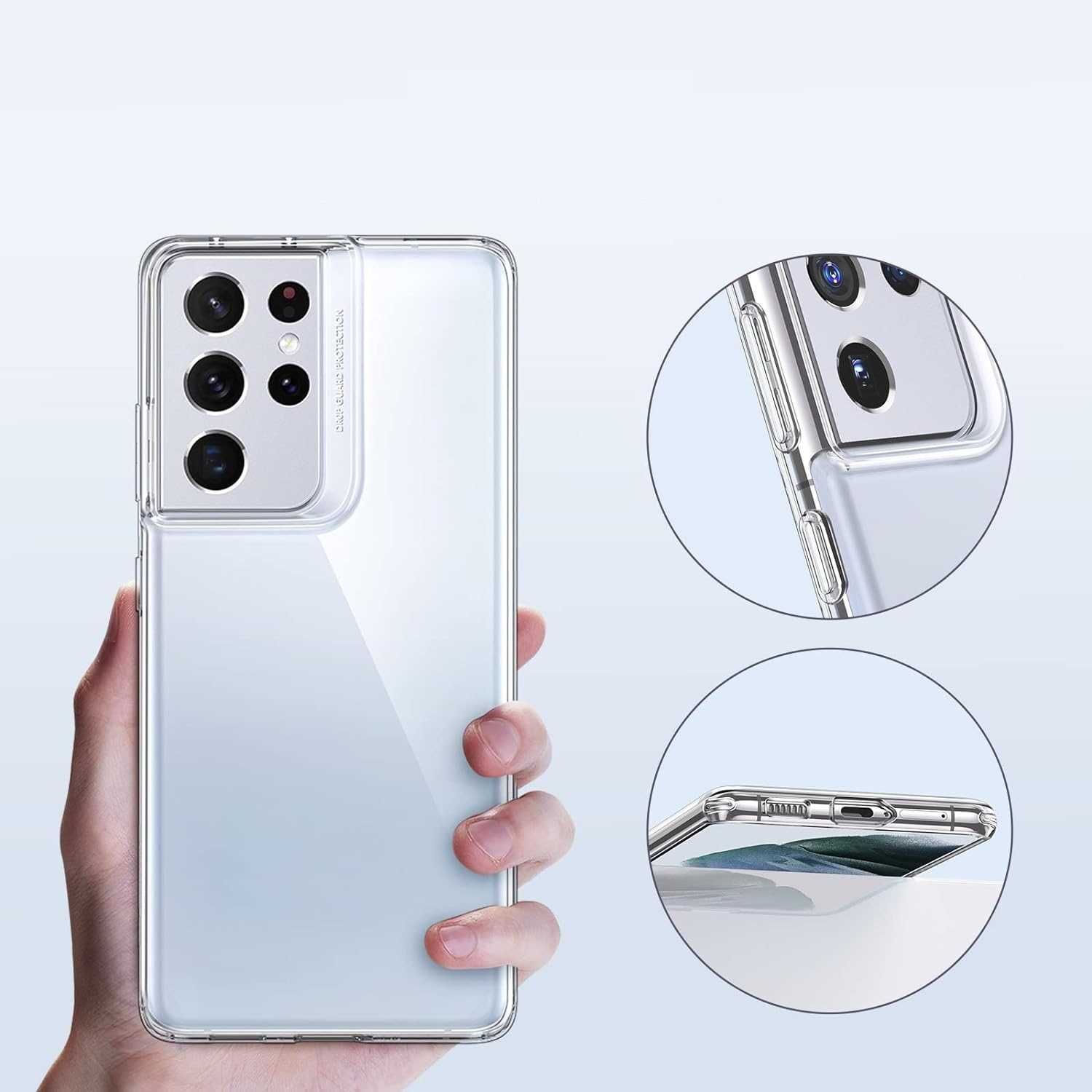 Etui transparentne do Samsung Galaxy S21 Ultra + Szkło Hartowane