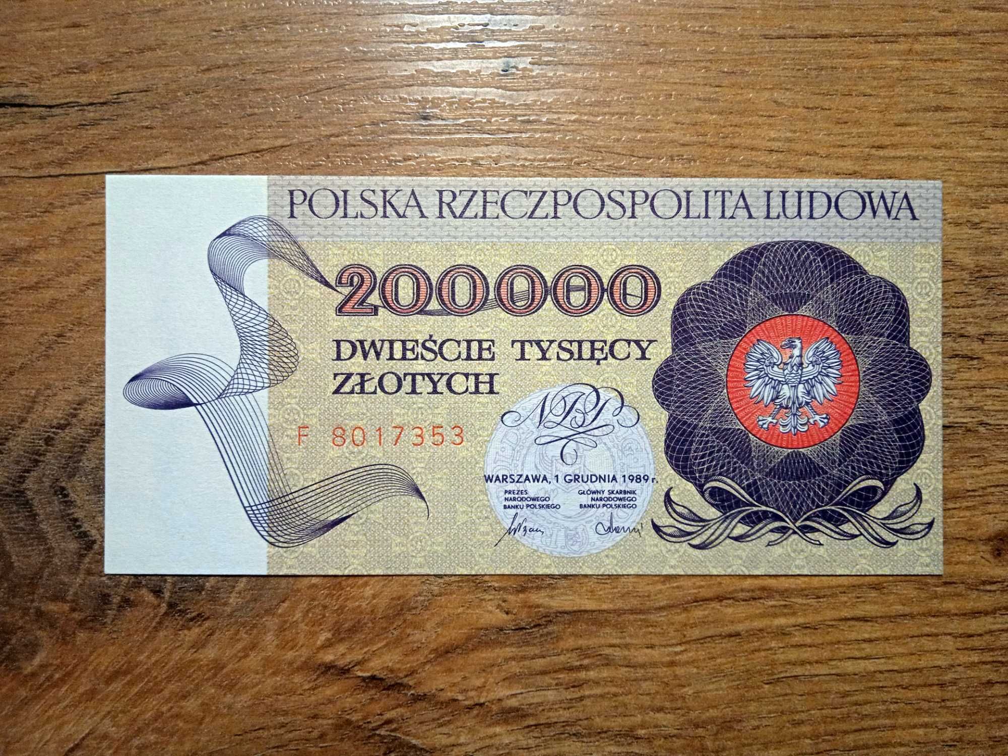 200000 zł 1989 F st.1 UNC
