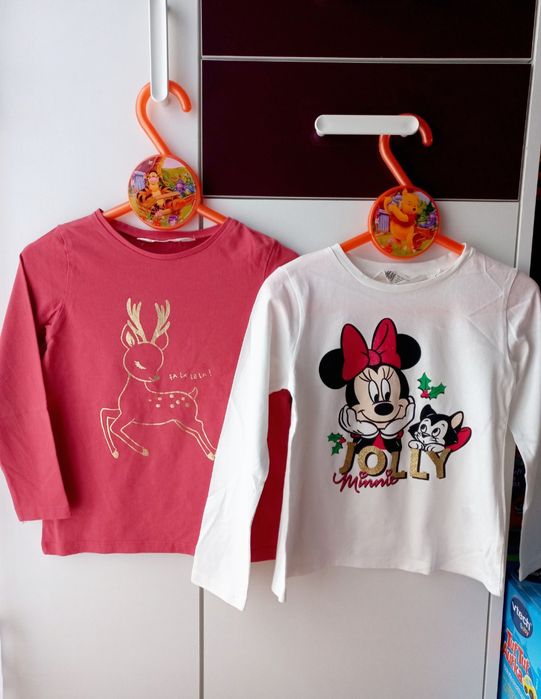 HM 2pack świąteczna bluzka 110-116 bluzeczki święta mikołaj Myszka