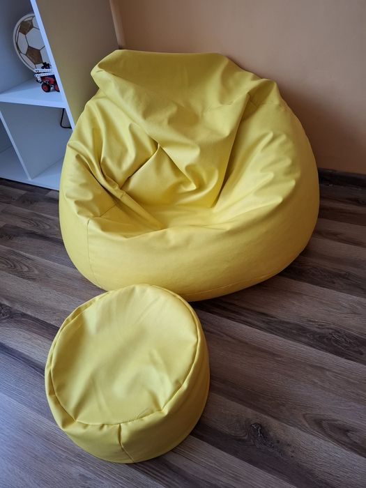 Duży worek sako z podnóżkiem pufa