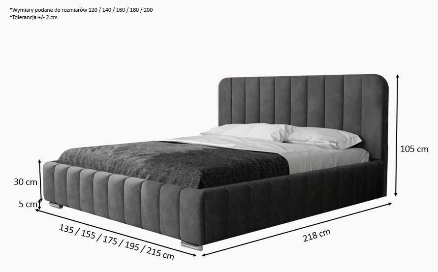 Eleganckie łóżko sypialniane STORMI 160x200 prosto od producenta!!