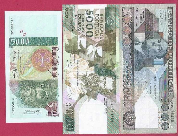 NOTAS REPUBLICA 3 Notas de 5.000 escudos diferentes 27 eur cada