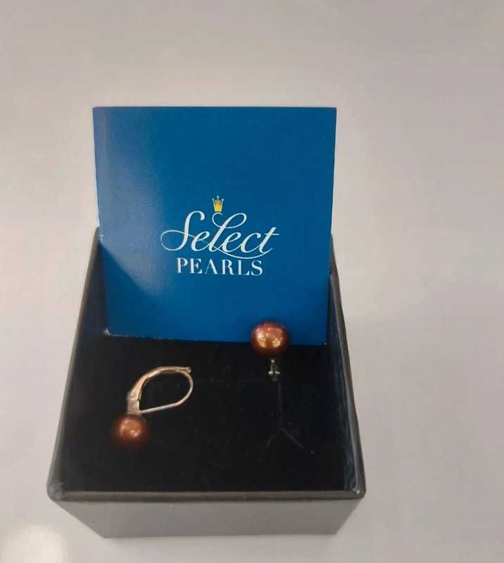 Kolczyki Select Pearls - PERŁY brązowe + srebro 925 + certyfikat
