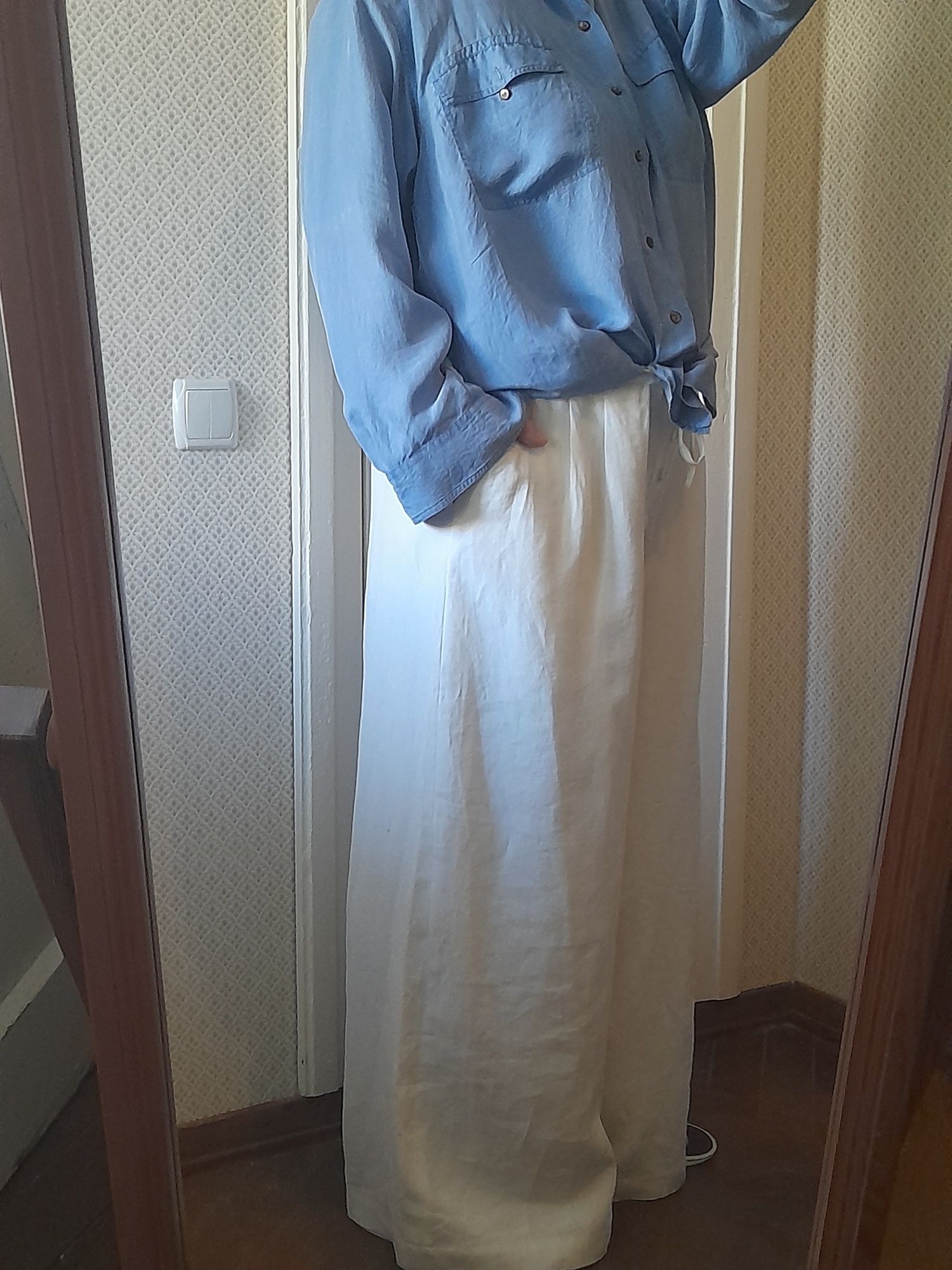 Лен. Брюки палаццо. р.4xl