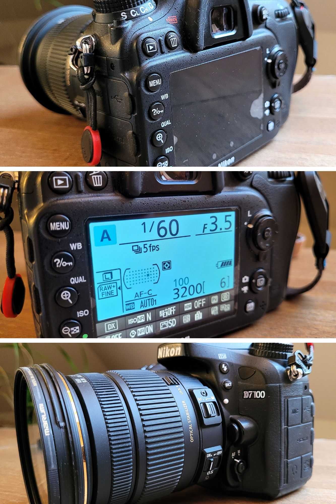 Nikon D7100 + Sigma 17-50 f2.8, Sigma 10-20 f3.5, plecak, 2x sd 32GB