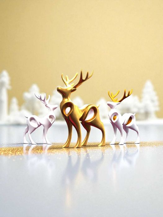 Luksus i Elegancja! Kolekcja Figur Reniferów "Golden Spirit" Dekoracja