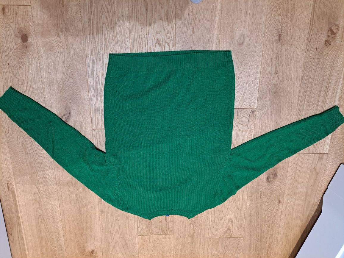 Zielony Świąteczny sweter z Mikołajem, H&M, rozmiar M