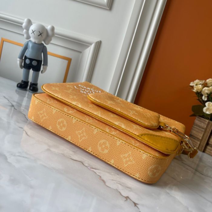Louis vuitton trio мужская сумка желтая кожаная кожа унисекс 3v1