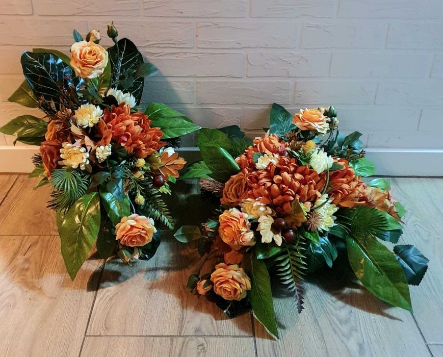 Zestaw wiązanka z bukietem na grób, nagorbna