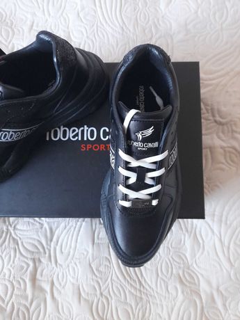 Roberto Cavalli skórzane adidasy sneakersy czarne nowe armani