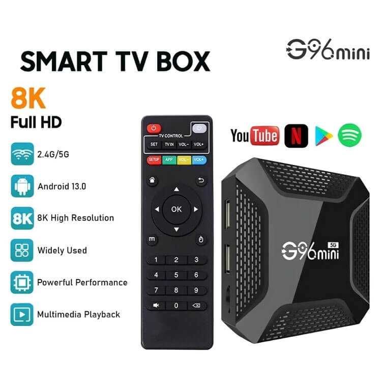 TV Box Android 14 _ 8K _ 1+8G (2+16G) _ G96 Mini 5G