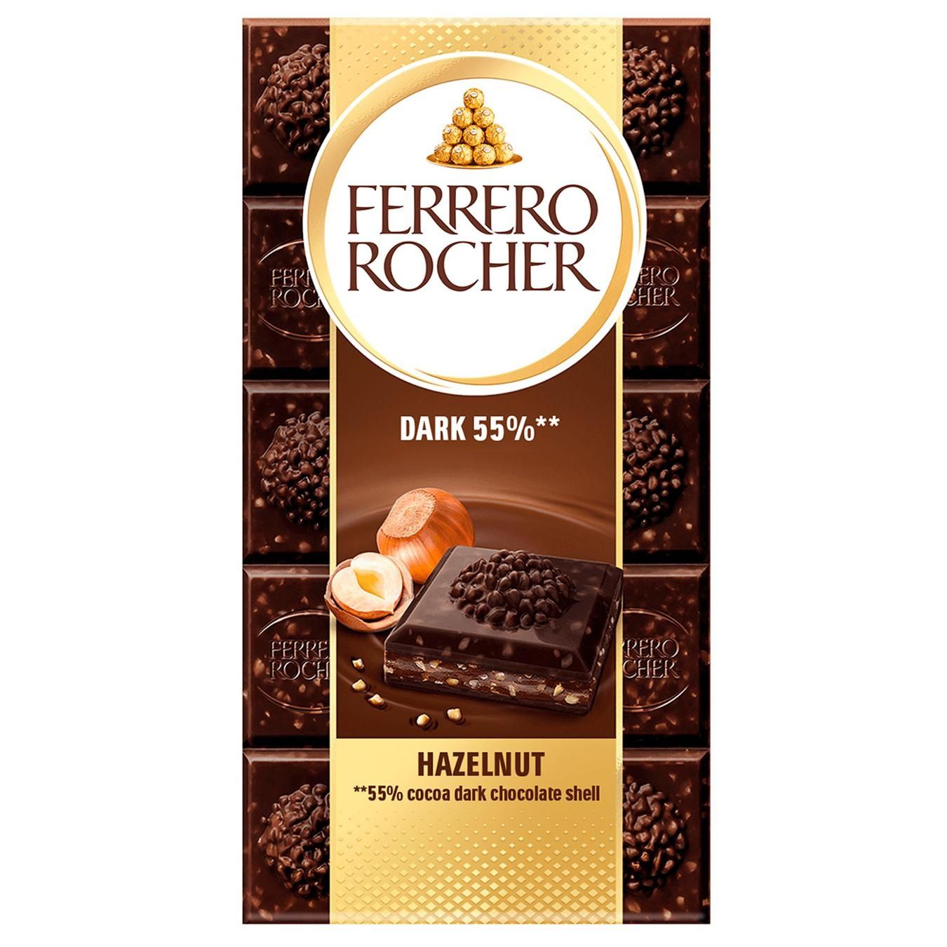 Чорний шоколад Ferrero Rocher з лісовими горіхами (90г)
