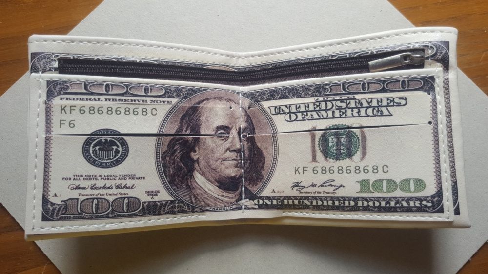 Carteira de Bolso Nota de 100$ Dólares / Porta Moedas / Porta Cartões