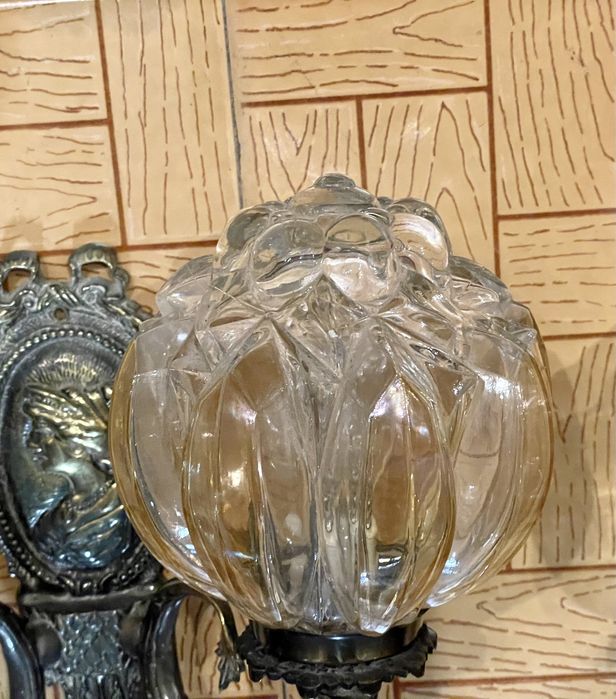 Par de candeeiros parede com bolhas de ar vidro, art nouveau