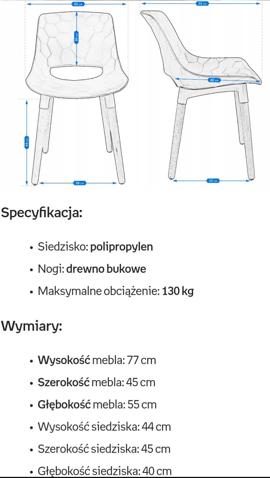 Krzesła skandynawskie 4sztuki idealny stan do kuchni salonu taras gril