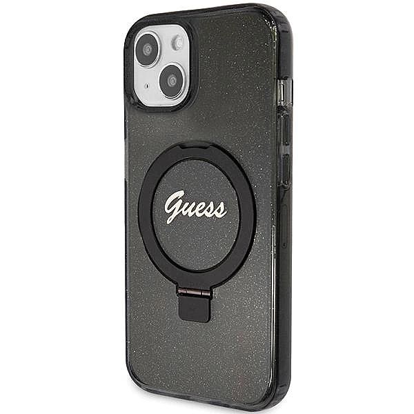 Etui Guess Ring Stand Script Glitter MagSafe na iPhone 14 / 15 / 13 -