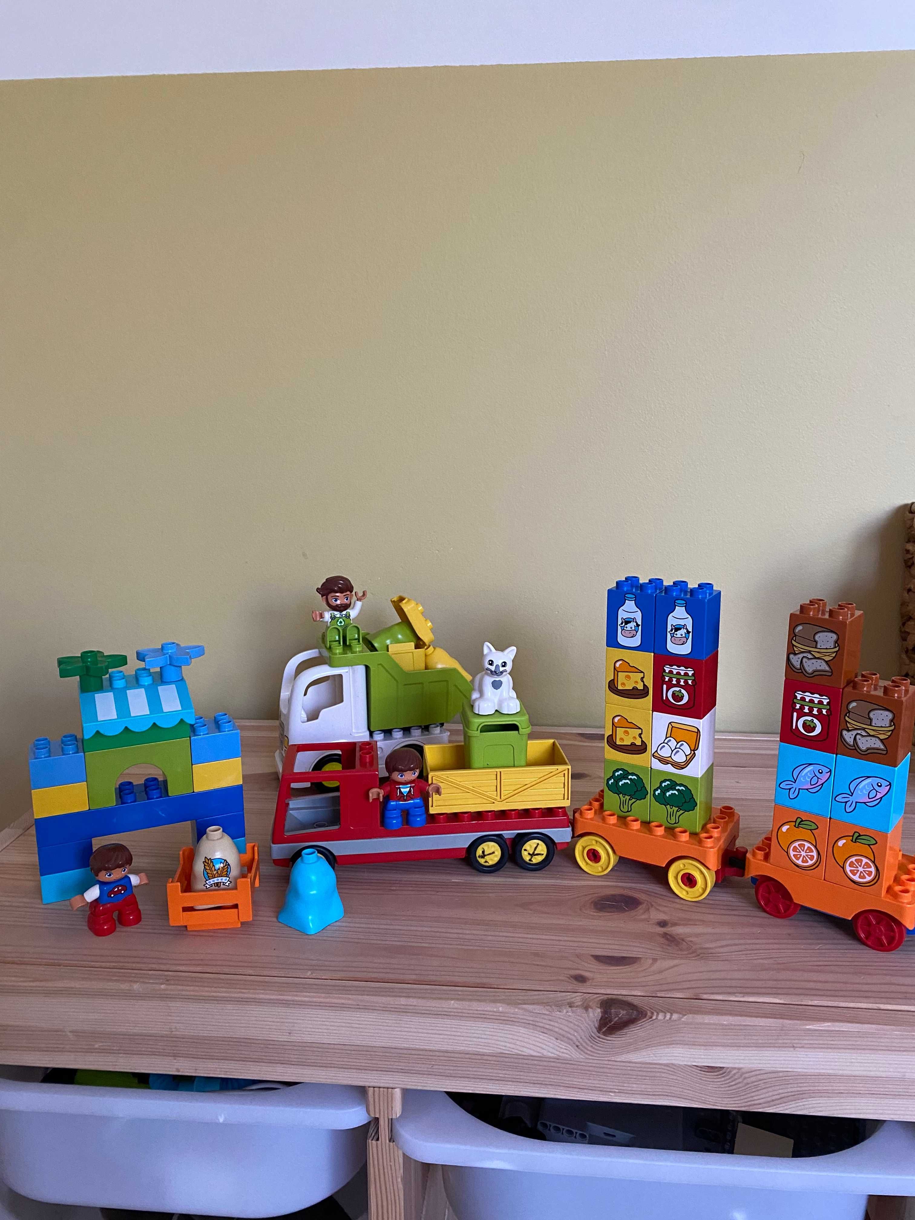 Lego duplo smieciarka i ciężarówka z towarami