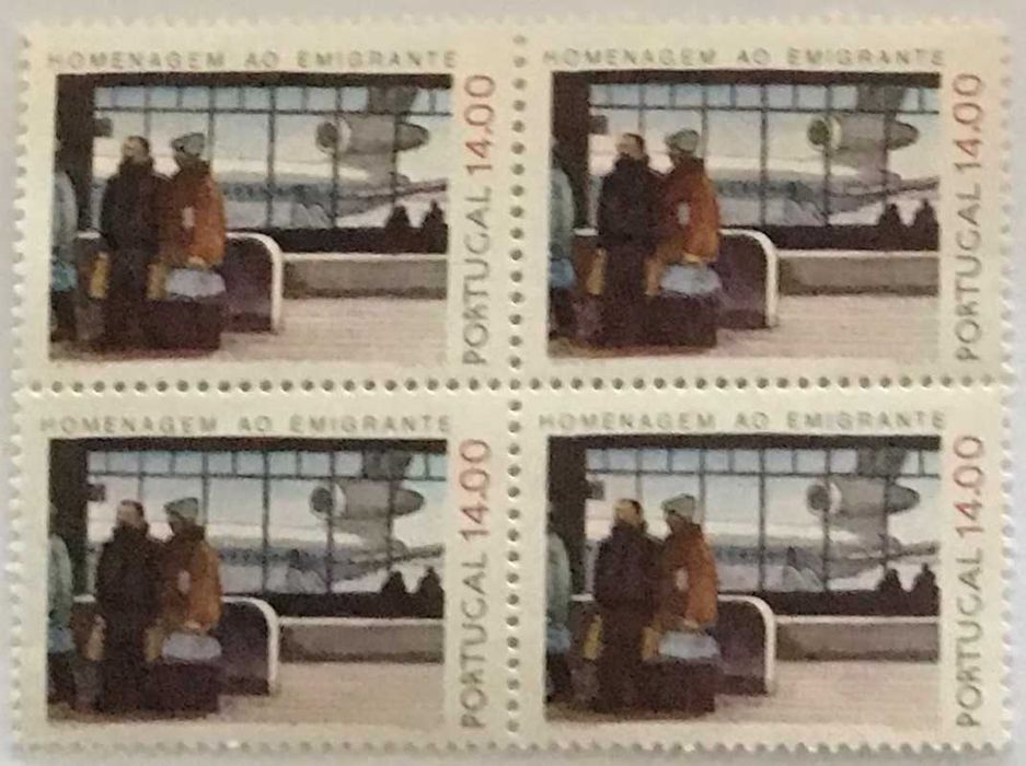 Quadra de selos novos de 14$00 - Homenagem ao emigrante - 1979