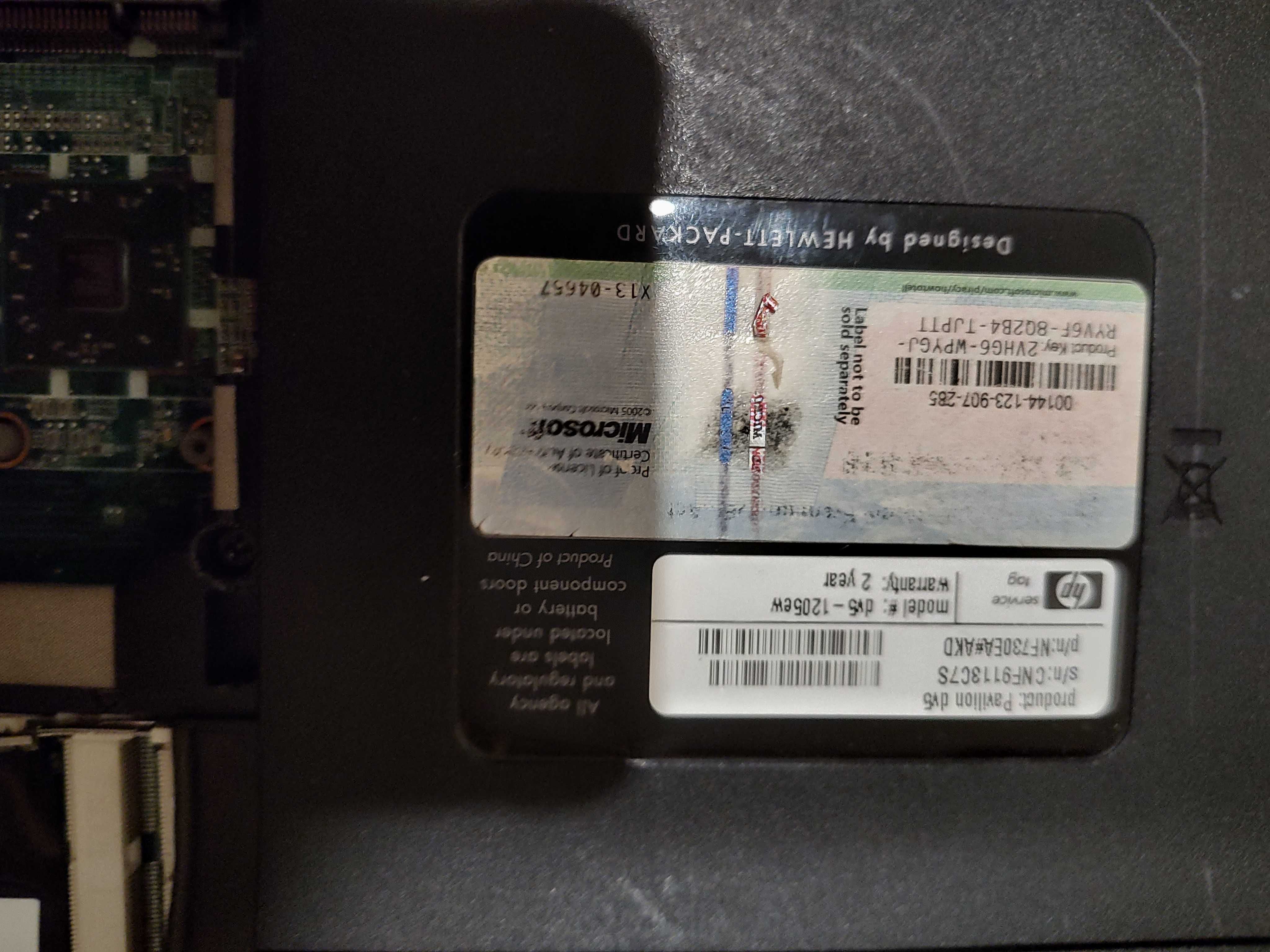 Uszkodzony Laptop HP Pavilion DV5 + zasilacz