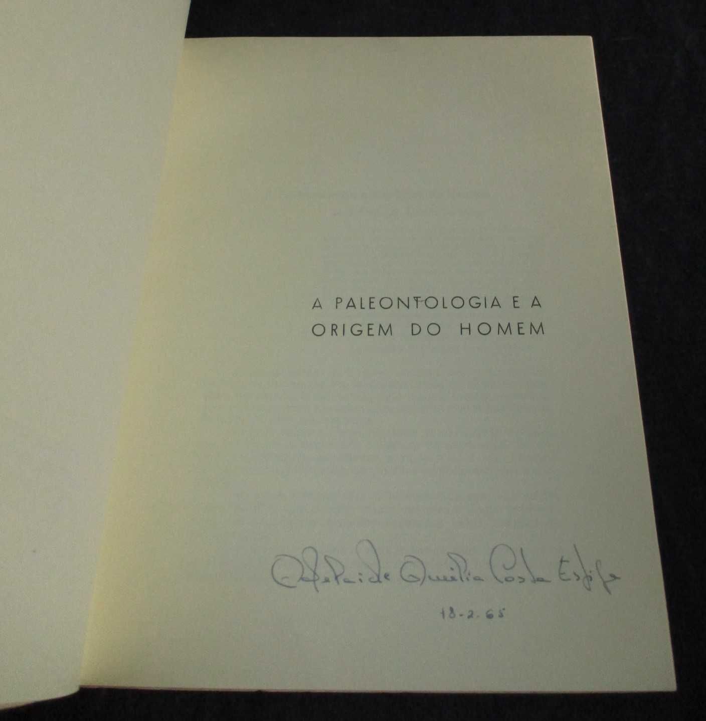 Livro A Paleontologia e a Origem do Homem Carlos Teixeira 1963